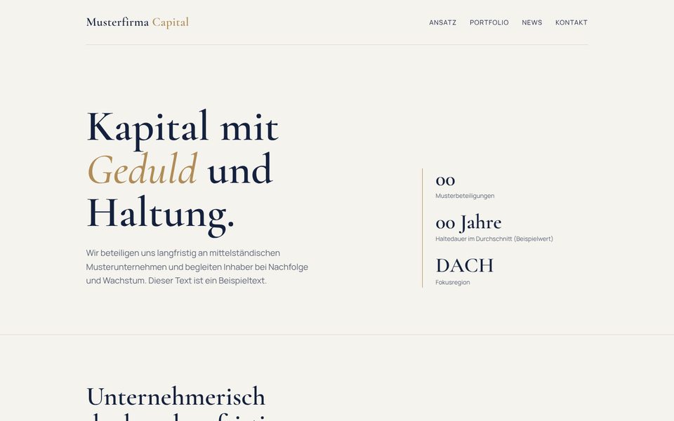 Beispiel-Website der fiktiven Musterfirma Capital GmbH